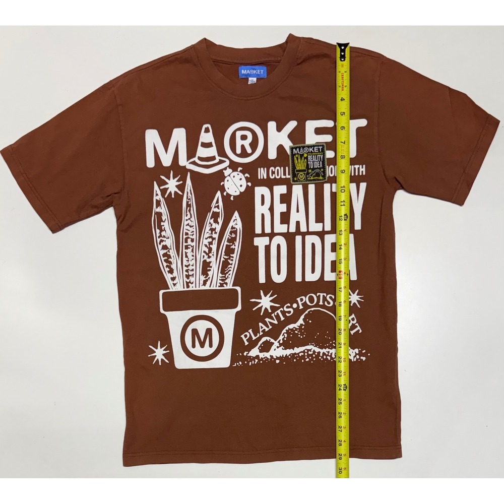 Market x Reality to Idea Graphic T-Shirt Mens Medium Brown Snake Plant Cotton